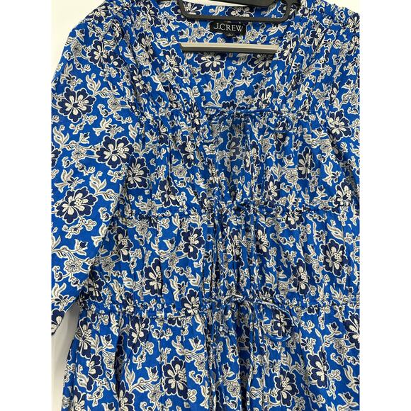 J.Crew Tiered Tie-front Beach Dress in Cobalt Floral Cotton Voile - Picture 7 of 10